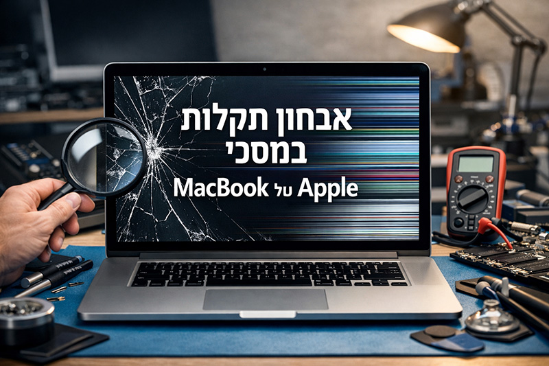 אבחון תקלות במסכי מקבוק